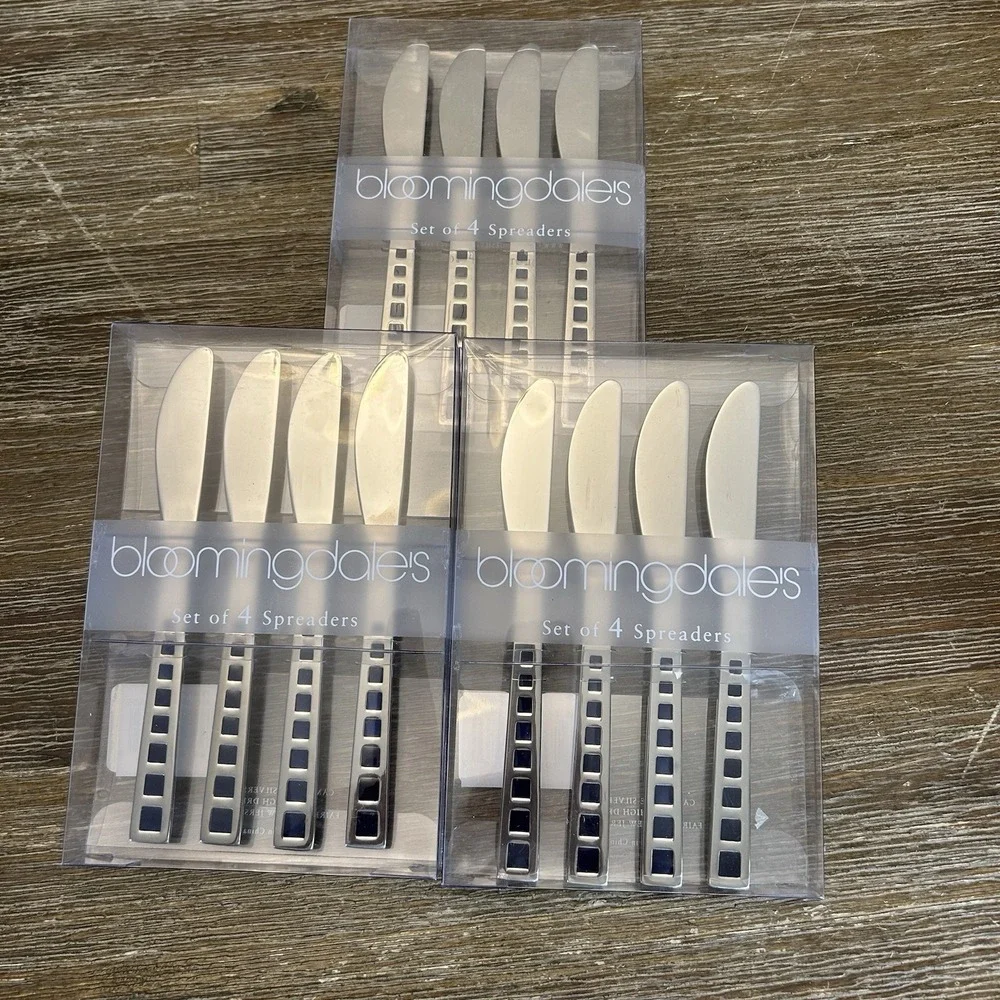 Set Of 12 Bloomingdales Spreaders Cambridge Mosaic Handle Butter Knives Flatware